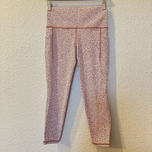 Athleta Salutation Stash II Textured Tights Red Orange Cheetah Print Sm Petite